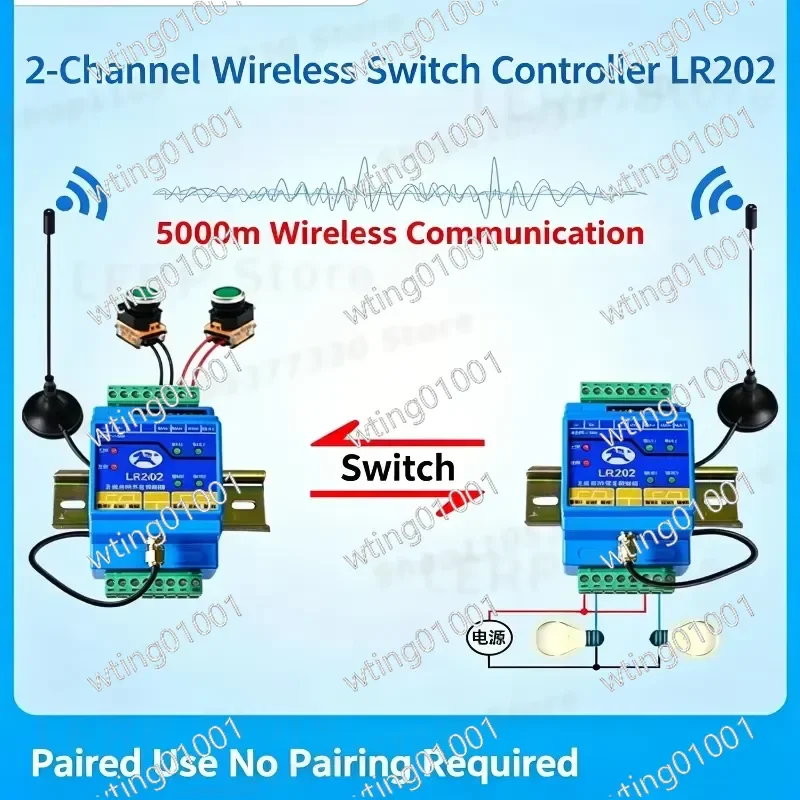for LR202 Dual Channel Wireless Liquid Level Monitor Switch Module Long Range Signal Transmitter and Receiver Kit for Tank