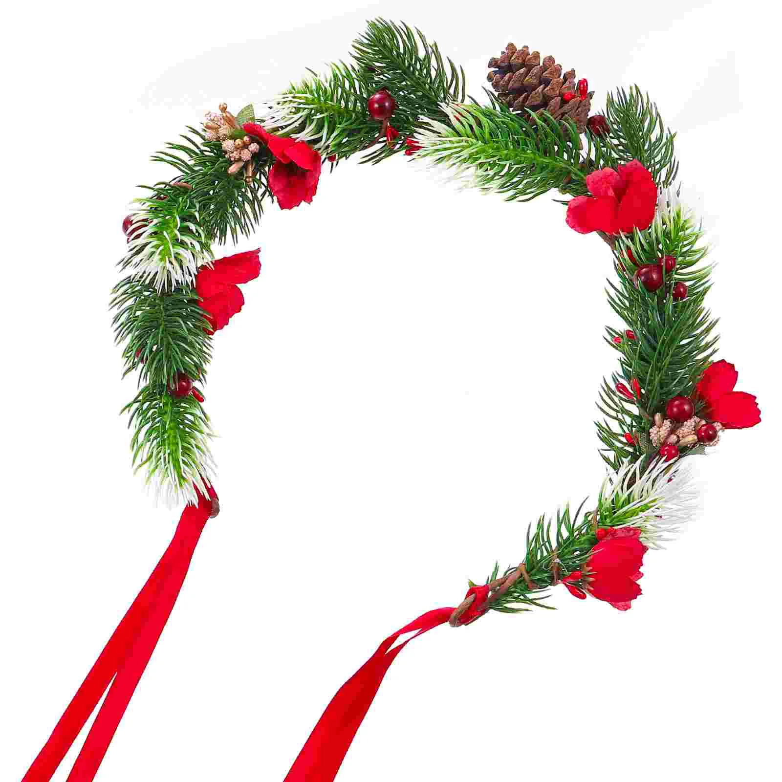 

Delicate Wreath Door Crown Artificial Christmas Garland Bridal Head with Ribbon Charming