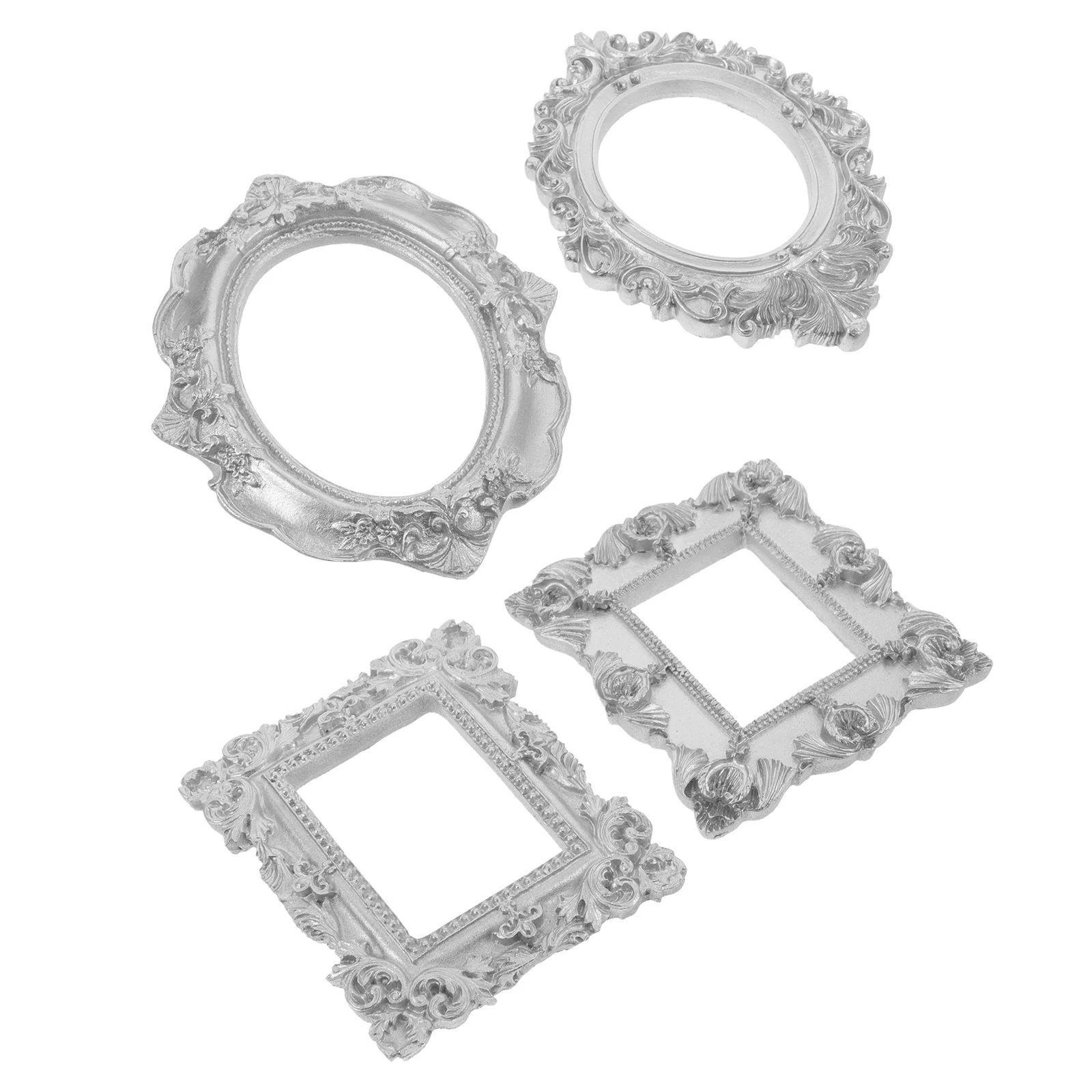 

4pcs Vintage Mini Photo Frames European Style Resin Display Holder For Photobooth Pictures Small Picture Frames Set Retro Resin