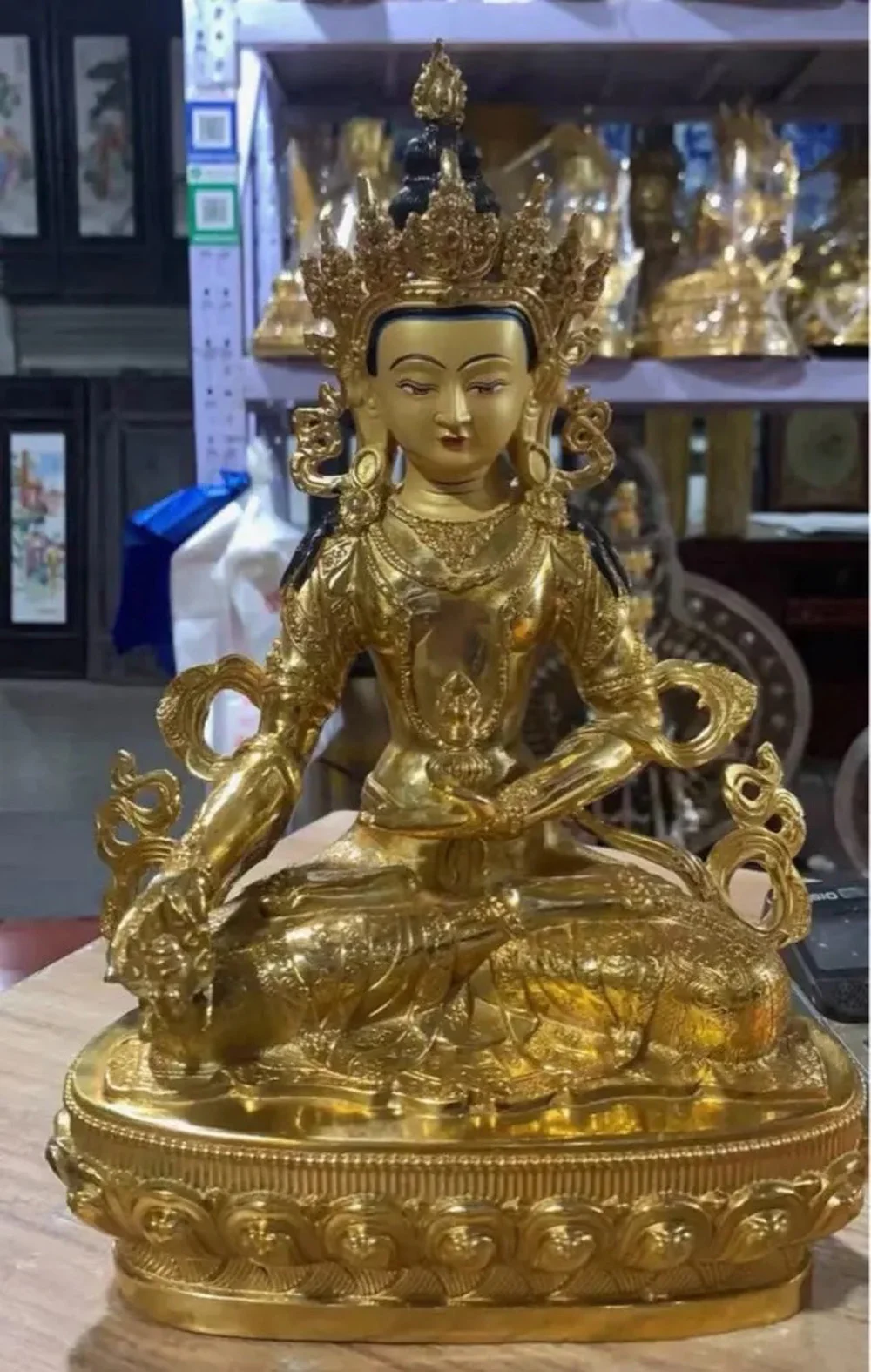 Special Offer 31CM HOME family efficacious Talisman Buddhism Gilding Gold-plated Buddha of the future Buddha statue