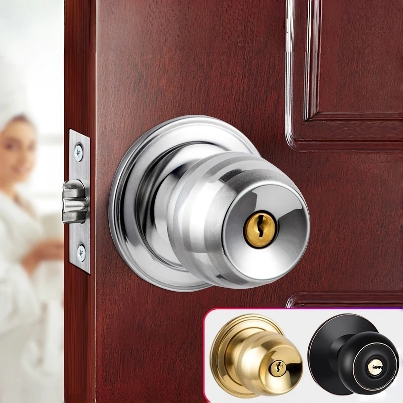 Stainless Steel Round Ball Door Handles: Passage & Entrance Lock Knobs for Bedroom, Living Room - Essential Hardware Accessories