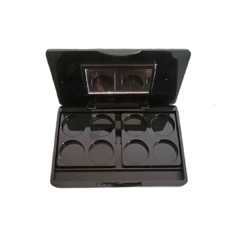 8 Grids Colors Pelette Lipstick Case Black Empty Eyeshadow Box Blusher Compact Cosmetic Powder Press Container With Mirror 15PCS