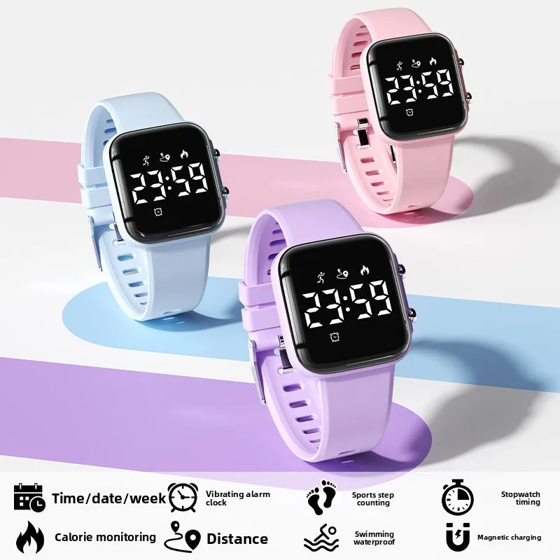 Magnetic Waterproof Sports Watch 2026 New Women Fitness Tracker Step Counter Stopwatch Night Running Durable Unisex Korean Band