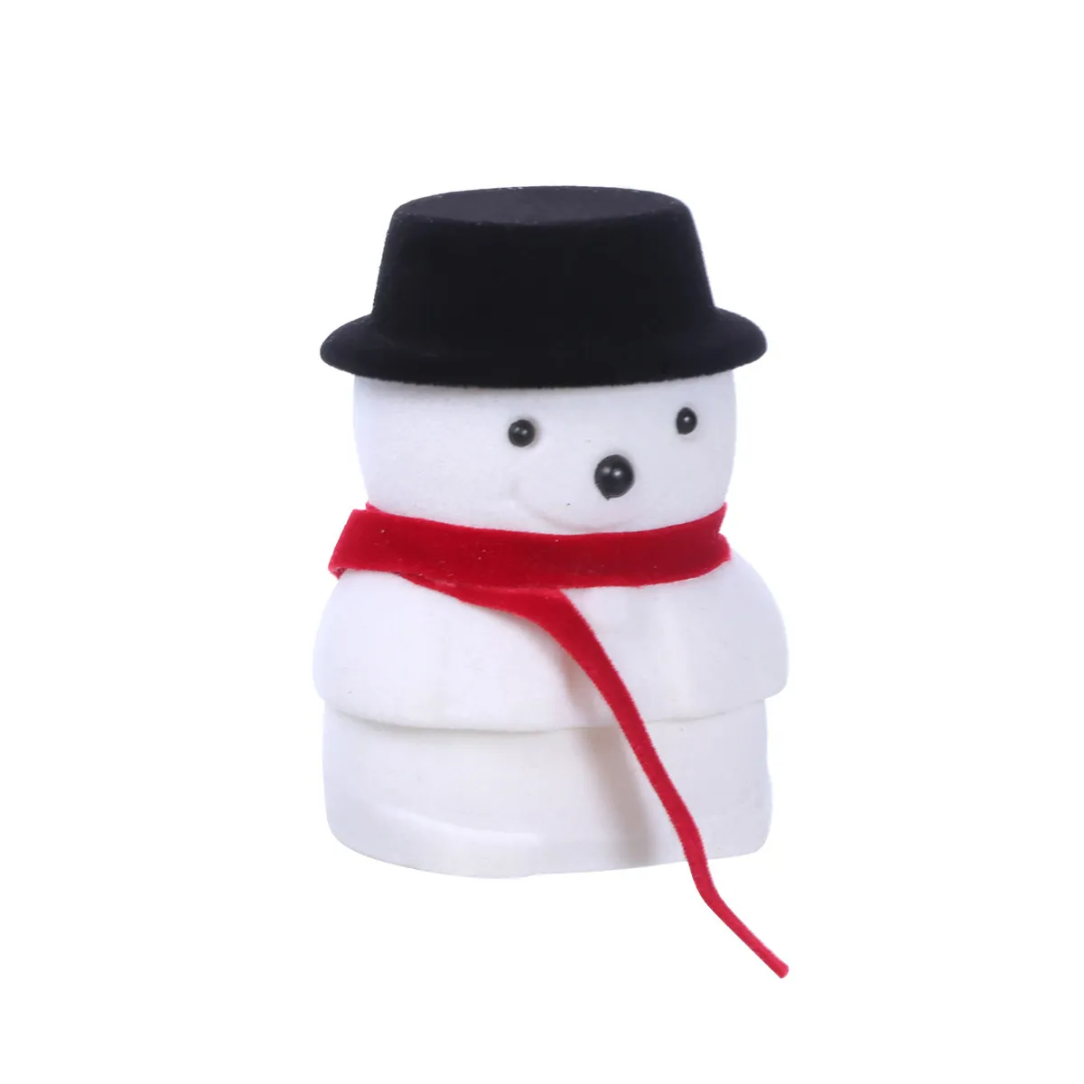 Cute Snowman Shaped Jewelry Box Premium Flannel Material for Ring Necklace Earring Storage Display Case Christmas Gift