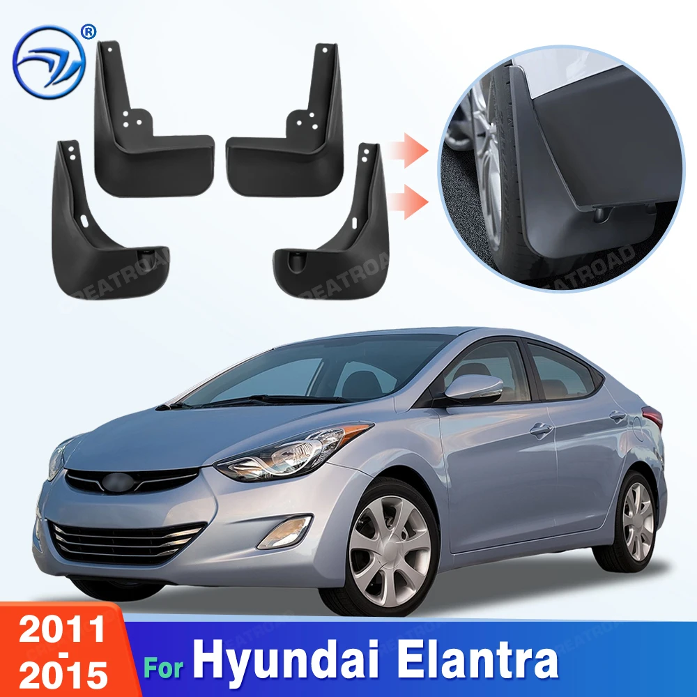 Custom Fit 4PCS Mud Flaps for Hyundai Elantra MD 2011 2012 2013 2014 2015 No Drilling Splash Guards Car Fender Accessories