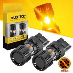 AUXITO 2Pcs WY21W LED Canbus Amber Yellow W21W 7440 7444NA T20 LED Turn Signal Light With Fan Indicator Lamp No Hyperflash 12V