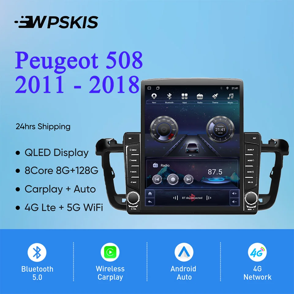 8 Core 8G + 128G Carplay Auto Radio Audio Stereo Tape Recorder HU Head Unit voor Peugeot 508 2011 14 2018 GPS Navi DVD Cassette