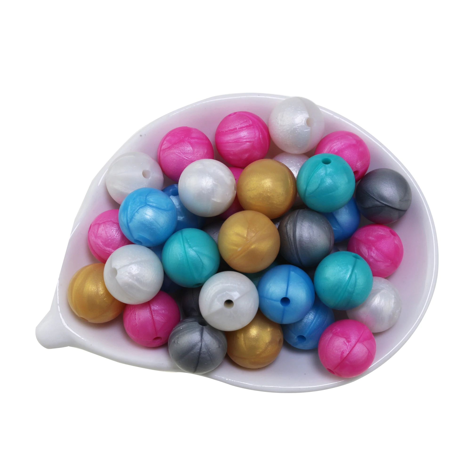 20Pcs Pearl 10MM 12MM 15MM 20MM Silicone Beads Round Loose Baby Chewable Teething Ball Making Pens Bracelet Keychain DIY Jewelry