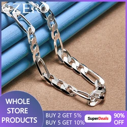 Hot High Quality 925 Sterling Silver 16/18/20/22/24 Inches 8mm Side Chain Necklace For Man Women Wedding Fashion Jewelry Gifts