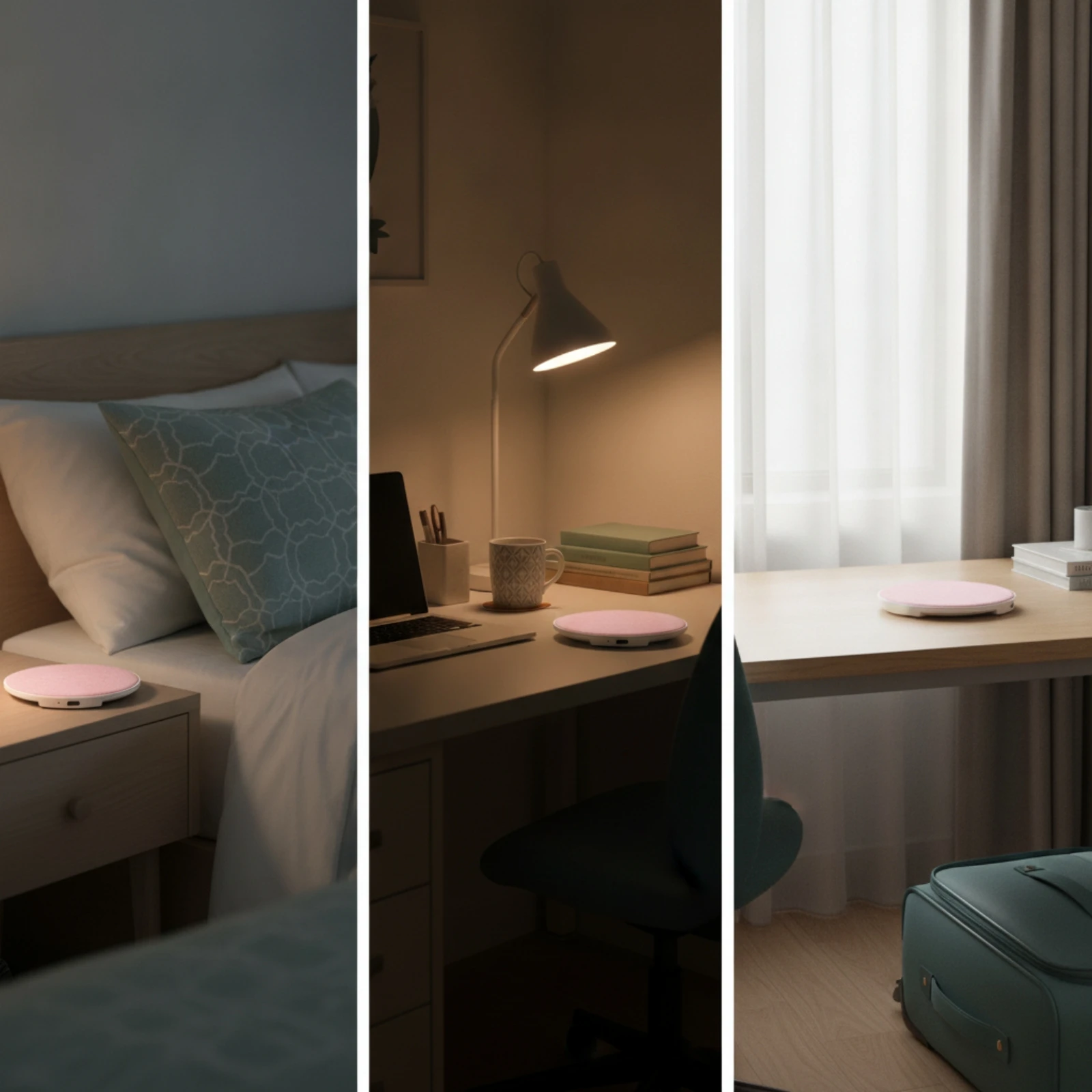 Speaker with Built-in Ambient Sound Compact Sleep Speaker Sound Machine Rechargeable Ultra-Thin for Sleepers, Bedside, Bedroom
