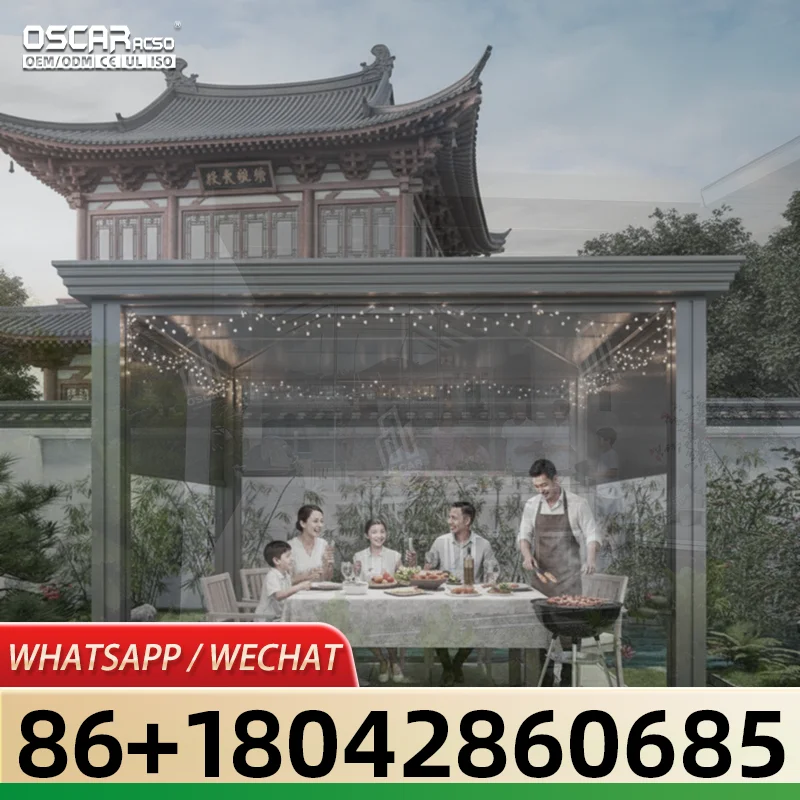 Motorized Outdoor Rainproof Slats Garden Canopy Patio Powder Coated Bioclimatic Louvered Aluminum Pergola for Backyard Poolside