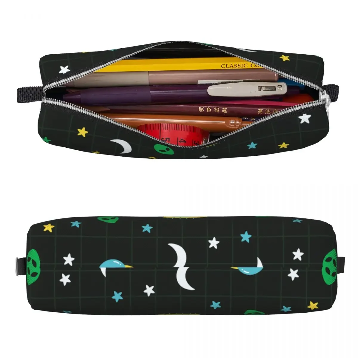 Alien Ufo Moon  Outer Space Pattern Pencil Case Pencilcases Pen Box for Student Large Bag Students School Gift Stationery