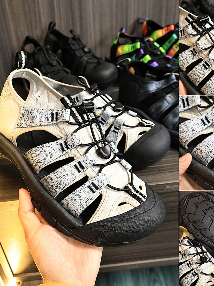 

High-End Outdoor Functional Shoes Breathable Rubber Bottom Fashionable Casual Shoes Elastic Strap Head Cover Men's Summer Shoes