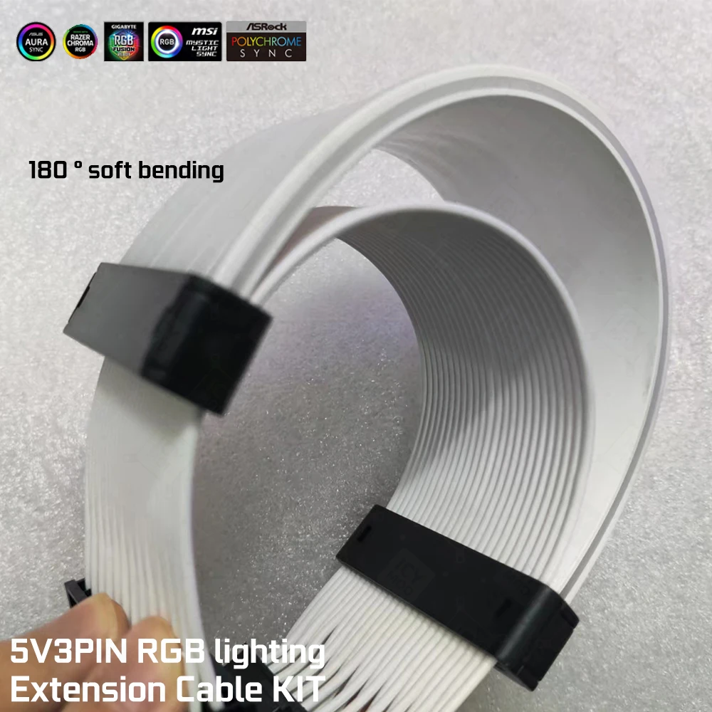 RGB 24PIN Motheboard Rallonge Câble ARGB GPU Extensions Câble 8PIN Éclairage Streamer Rainbow Neon VGA Extender PC MOD AURA