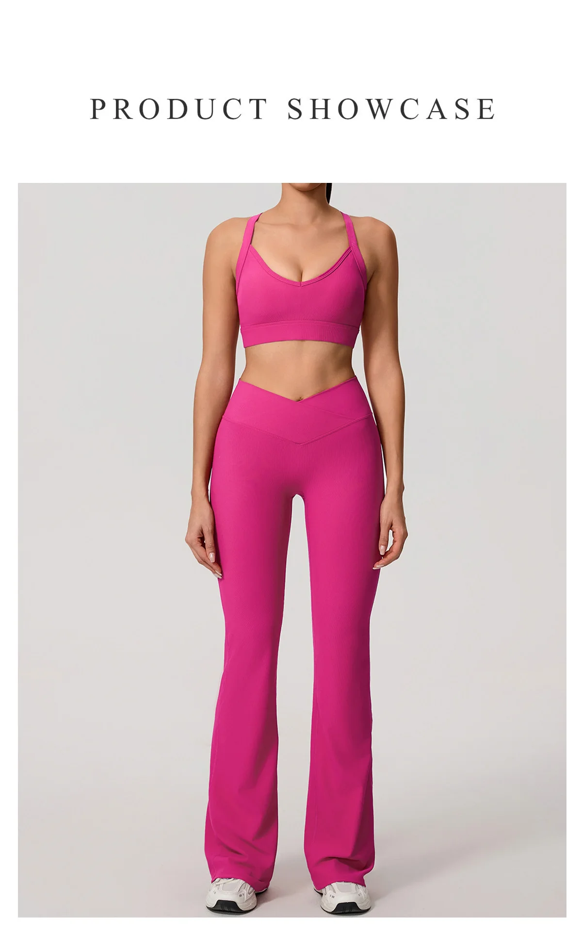 Sommer Damen Geripptes Gym Schnelltrocknendes Zweiteiler-Set Nahtloses Sport-Yoga-Set für Frauen Outdoor 2-teiliges Po-Lifting Sportoutfit – Detail 5