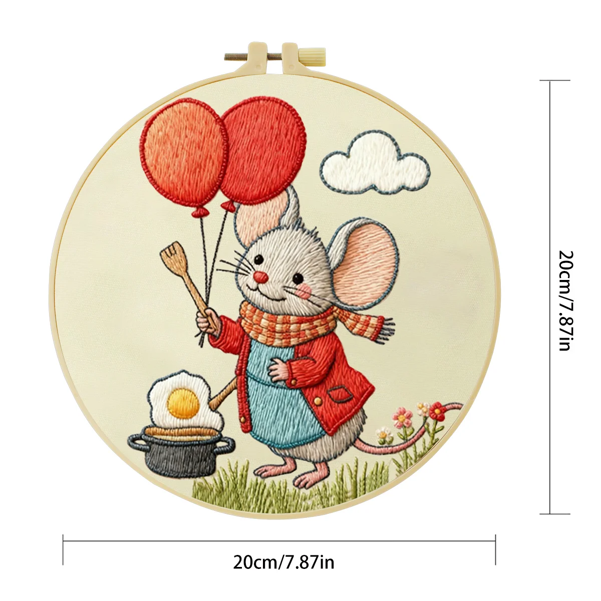 1 Stück 20X20CM/15X15CM 7,87/6,3 Zoll Maus-Stickerei-Starter-Kit DIY-Kit DIY-Stickerei-Set Handarbeiten Nähkunst – Detail 2