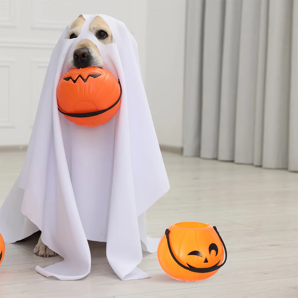 

6pcs Portable Handheld Pumpkin Candy Buckets Mini Trick Or Treat Containers For Kids Halloween Party Small Storage Pails Bulk