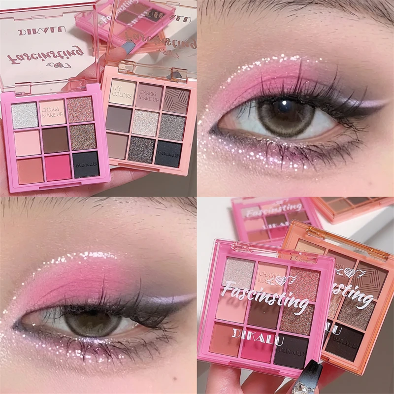 Paleta de sombra de ojos profesional para mujer, 9 colores, brillo desnudo, barato, coreano, Panel de sombra de ojos, regalo de Navidad de alta calidad para niñas