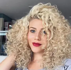 Kinky Curly Platinum Blond Wigs Short Synthetic Wigs for Women Party Daily Use