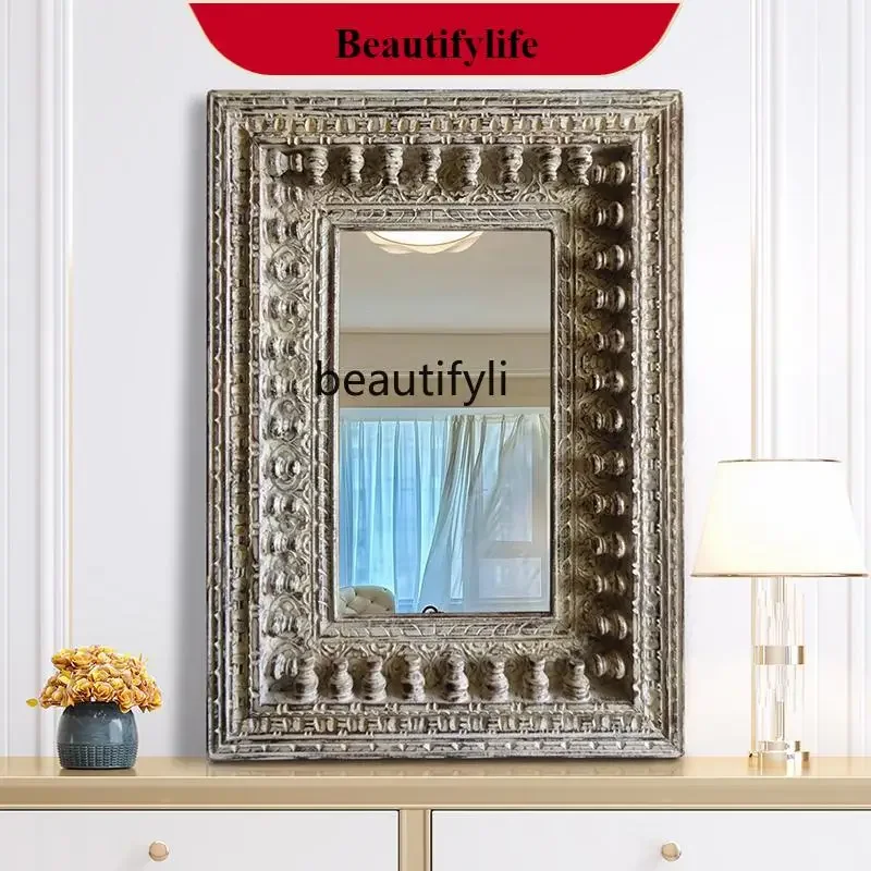YL  French bathroom mirror wall-mounted bathroom ins decorative mirror wall-mounted Led lamp, light luxury makeup mirror