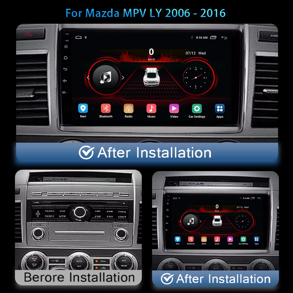 2Din Android 13 For Mazda MPV LY 2006 - 2016 Car Radio Multimedia Stereo GPS Navigation Video Carplay Auto DSP 4G WIFI Head Unit