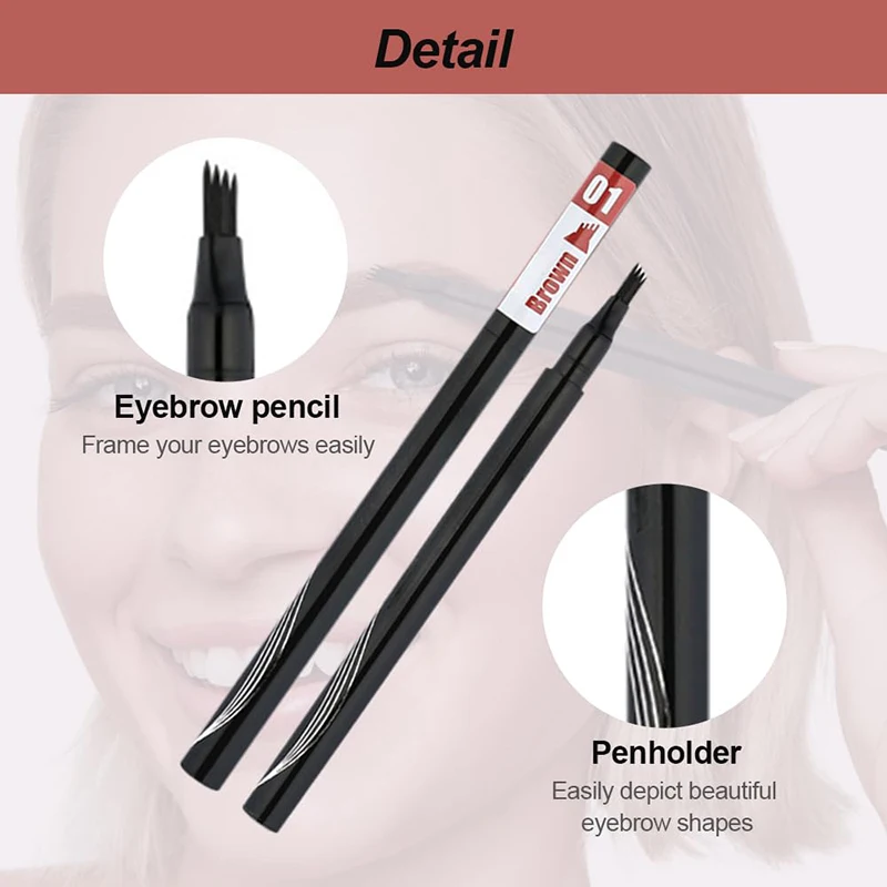 Eyebrow Microblading Pen Tattoo Pencil 4 Fork Tip Waterproof Magic Eyebrow Pencil for Natural Makeup