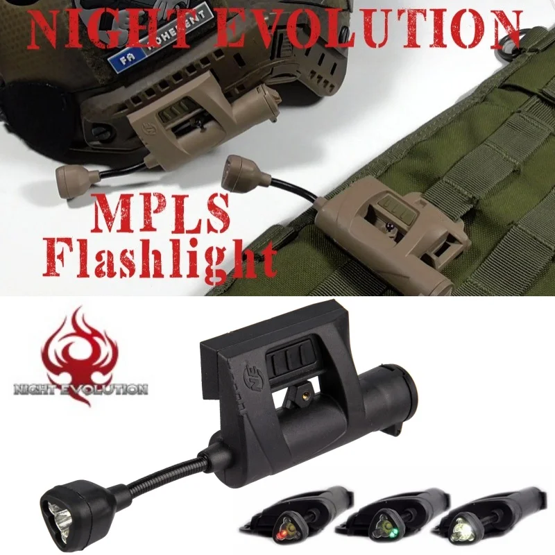 Night Evolution Charge MPLS Flashlight Tactical Helmet Light Airsoft Hunting Illumination IR Laser White Red Green Light NE05006