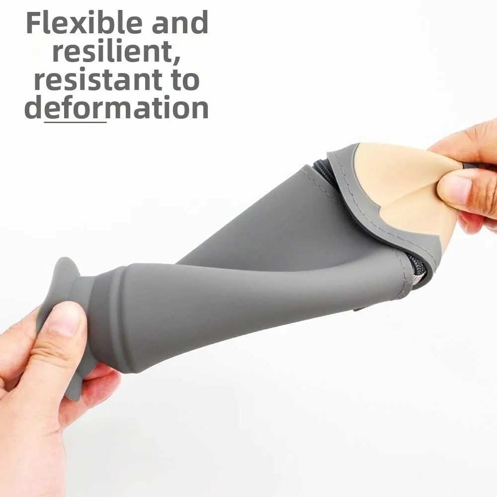 Creative Pencil Shape Pen Holder Waterproof Large Capacity Silicone Pencil Case Cartoon Portable Makeup Brush Holder Daily