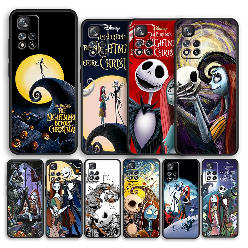 Nightmare Before Christmas For Xiaomi Redmi Note 12 11 11T 10 9 8 7 6 5 Pro 5G 4G Silicone Soft Shockproof Black Phone Case