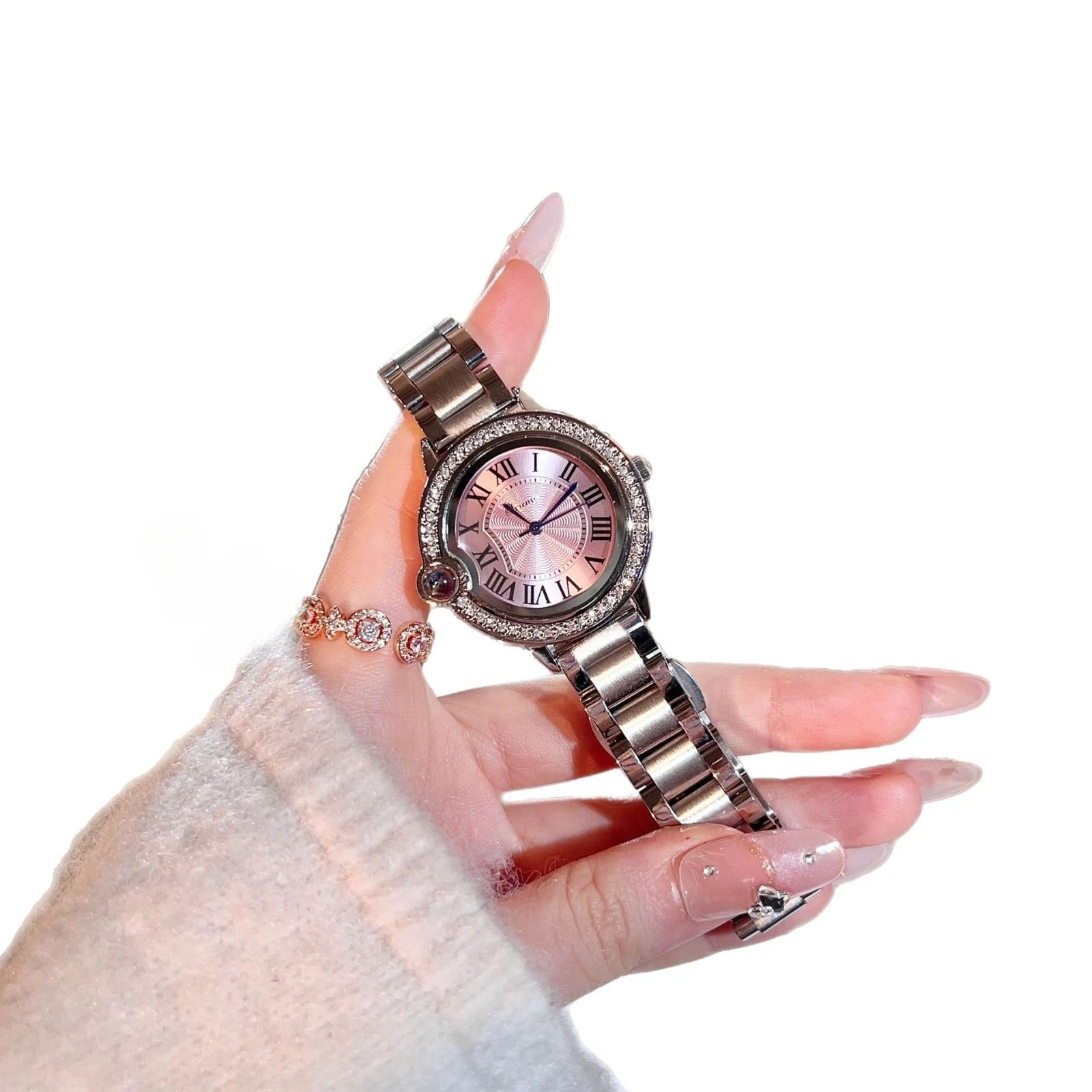 

Высококачественные инкрустированные бриллиантами кварцевые часы, модные легкие роскошные часы