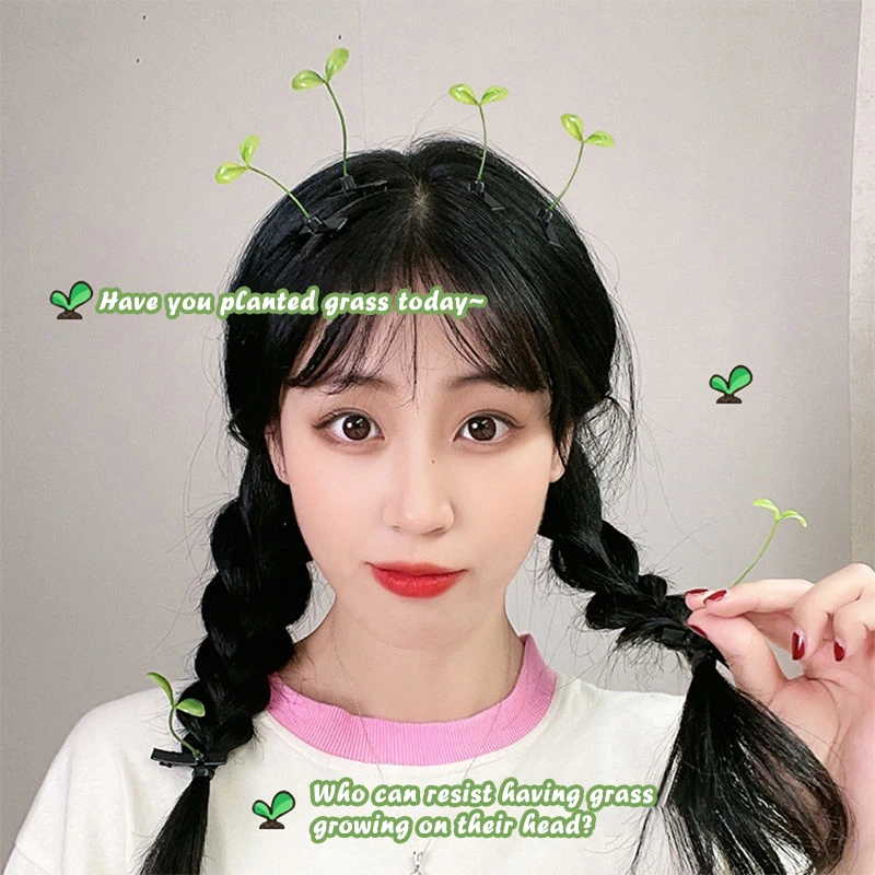 1Pcs Funny Show Bean Sprout Grass Hairpin Flower Plant Hair Clips For Kids Girls Women Hair Styling Tool Decoration Accessories