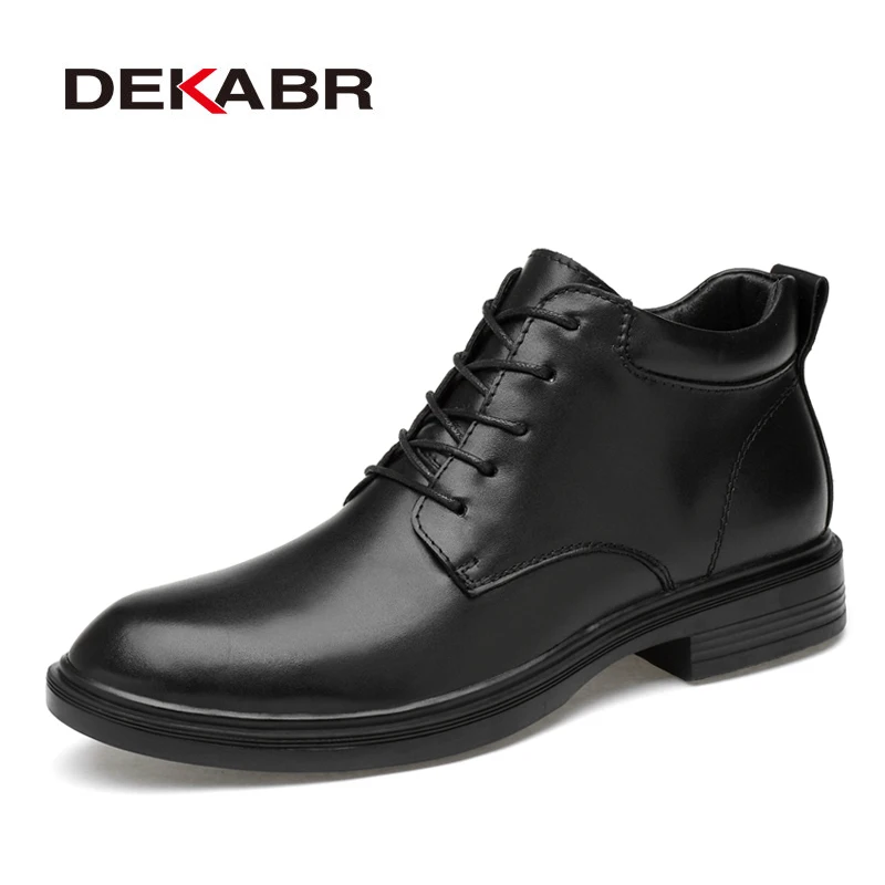 DEKABR Size 35~50 Warm Heighten Boots Genuine Leather Men Boots High Quality Autumn Snow Boots Men Waterproof Soft Ankle Shoes