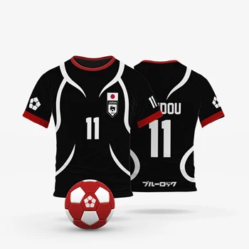 Blue Lock Cartoon Soccer Sports T Shirt Japanese Anime Cosplay Kids Football Jersey Black T-shirts Mens Summer Short Sleeve Tops