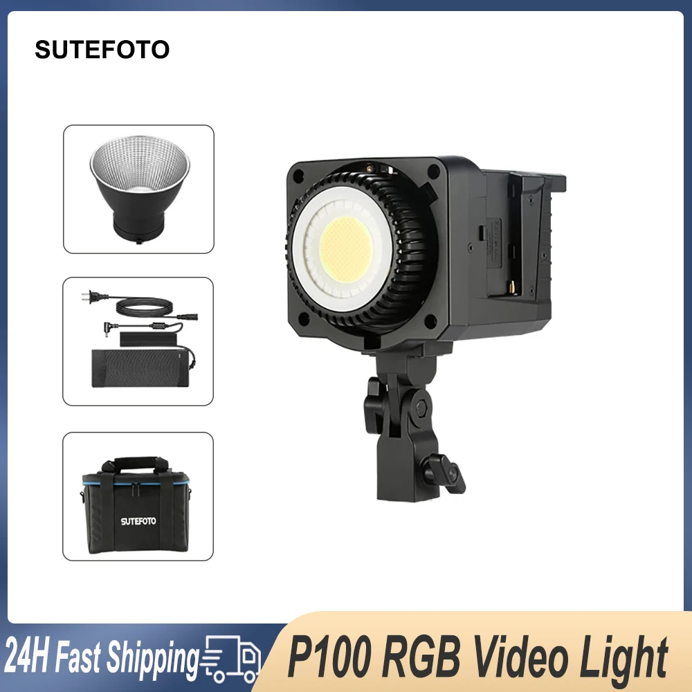 SUTEFOTO P100 RGB LED Video Light Continuous Outdoor Photography Lighting Bowens Mount for Studio Video Recording Shooting