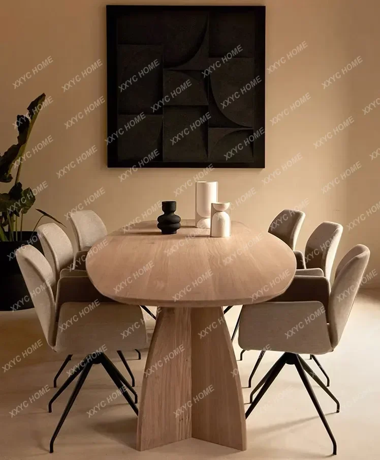 A  Aстол Кухонный Nordic Black Solid Wood Dining Table Household Small Apartment Oval Dining Table Desk Conference Table