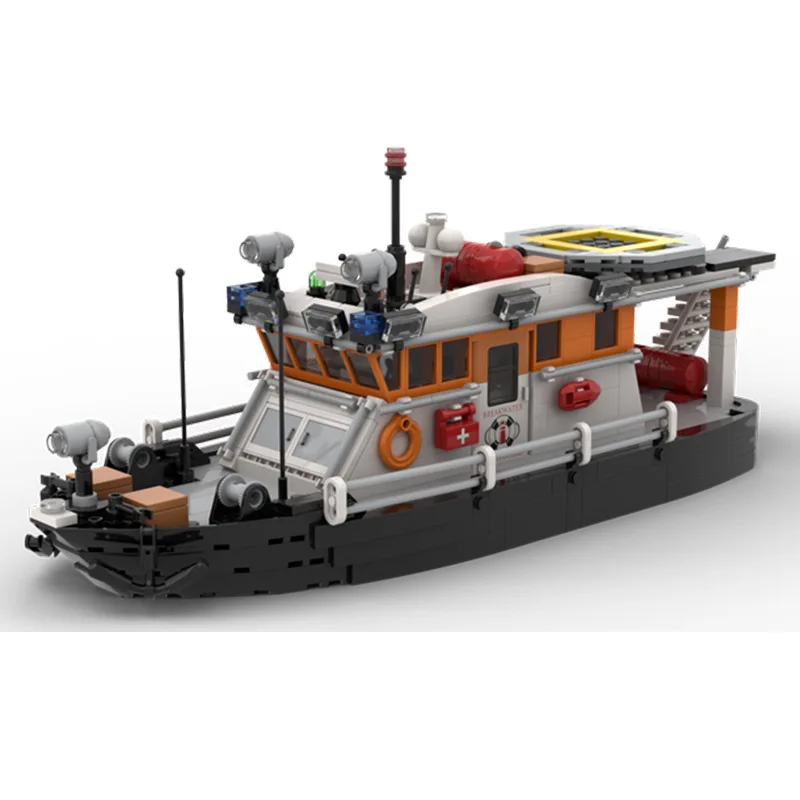 601PCS MOC-61813 Coast Guard Boat Building Blocks Ship DIY Architecture Model Enlightenment Toy Brick Children's Birthday Gift