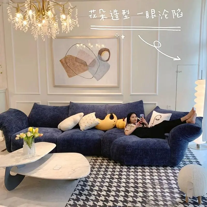 Cream wind petal fabric sofa, living room Italian minimalist combination sofa