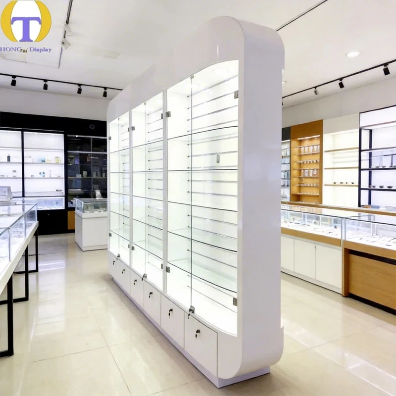custom.Custom LED Glass Display Cabinet Lockable Counter Store Fittings Mall Retail Stores-Durable Waterproof Eco-Fr