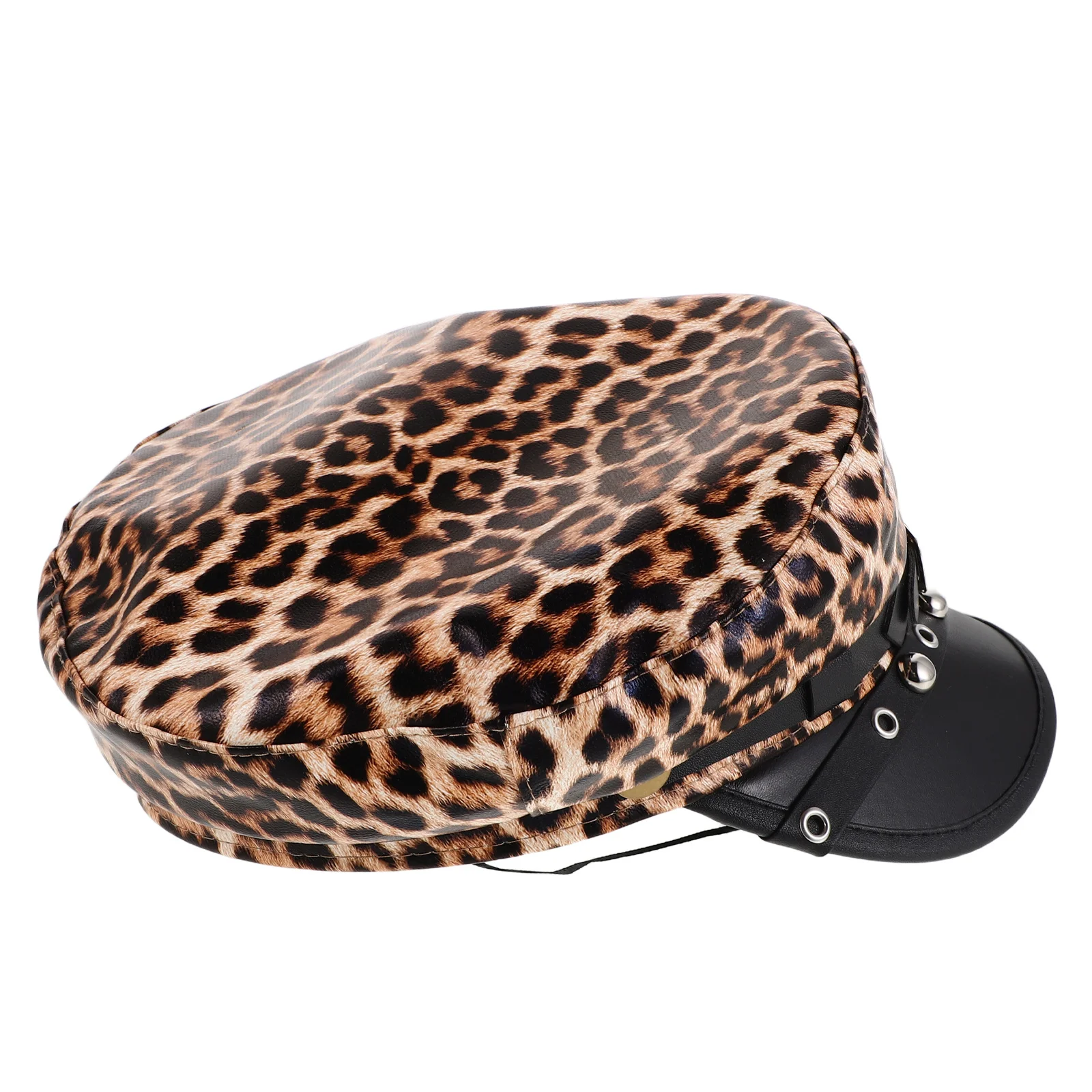 

Leopard Punk Hat: Faux Beret Cap For Women Flat Top Animal Print Design Casual Streetwear Festival Winter Warm