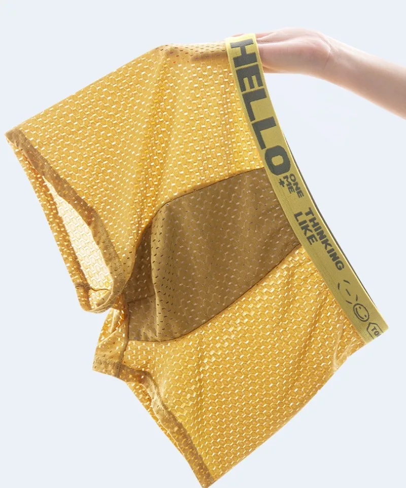 6 Stück Mesh-Eisseide Boxershorts für Herren, Atmungsaktive Sexy Slim-Fit Nahtlose Unterhosen in Übergröße 4X – Detail 11
