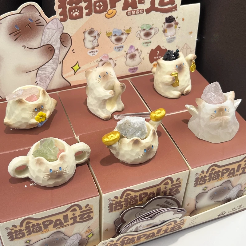 لطيف القط باي كريستال صندوق أعمى تمثال لطيف سيامي القط الإبداعية مكتب عمل الديكور العنصر المألوف مفاجأة هدية لفتاة