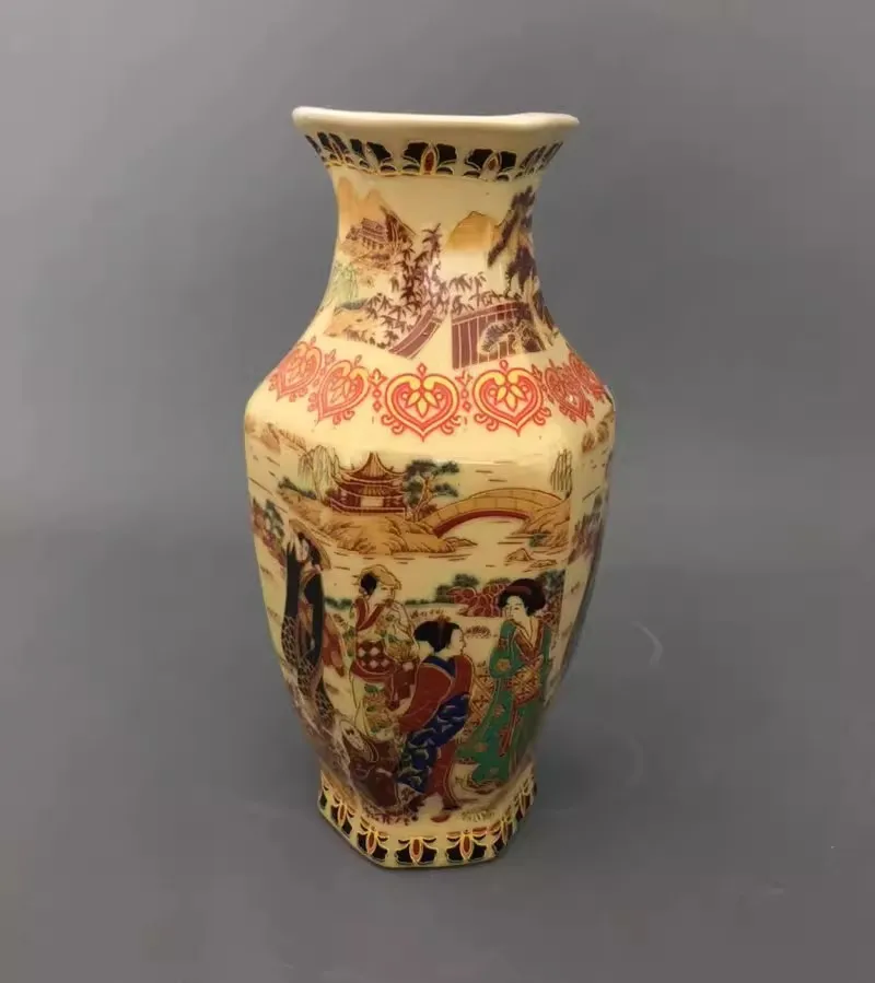 Chinese Famille Rose porcelain Vase HandPainted beautiful woman Qianlong mark