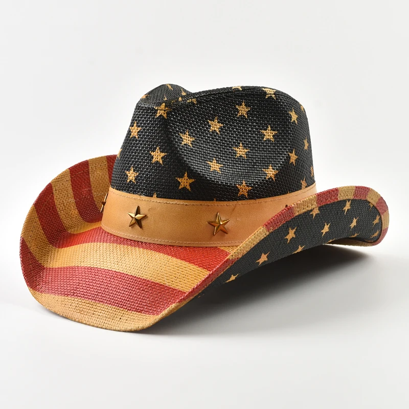

New Straw Western Cowboy Hat Summer Outdoor Travel Beach Sun Hat Men's Women's Vintage Gentleman Lady Cowgirl Jazz Hat