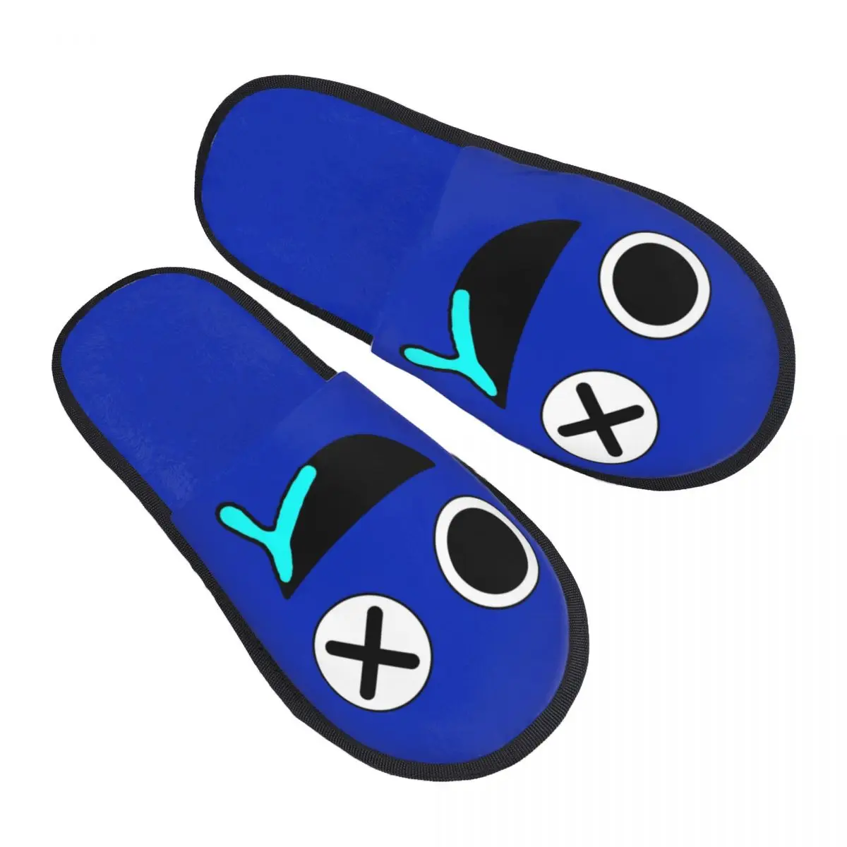 Custom Blue Face Rainbows Friend Guest Slippers for Bedroom Women Video Game House Slipper