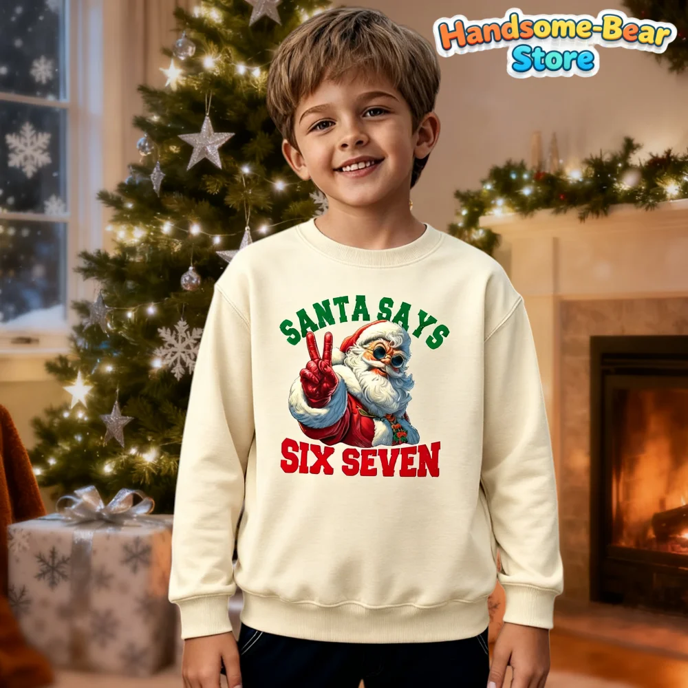 أطفال خريف شتاء علوي لينة جولة الرقبة هوديي سانتا قائلا 6 7 فريدة من نوعها عارضة عطلة حزب البلوز البلوز ملابس الأطفال #3