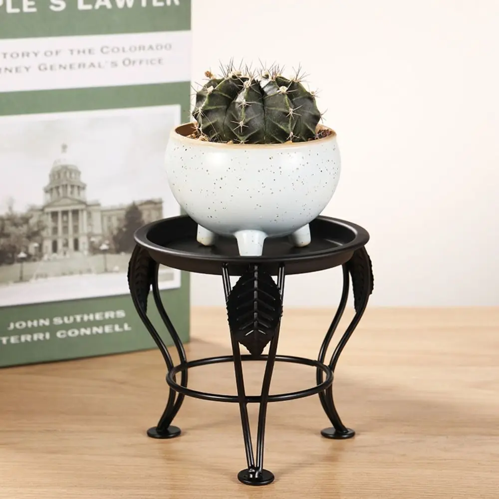Simple Black Three-legged Plant Stand Iron Art Mini Iron Flower Rack White Floor-standing Mini Flowerpot Stand Balcony