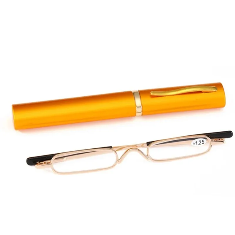Neue Mini Super Schmale Falten Lesebrille Frauen Männer Tragbare Container Presbyopie Stift Gläser Mit Box + 1 + 1,5 + 2 + 2,5 + 3,0 – Detail 8