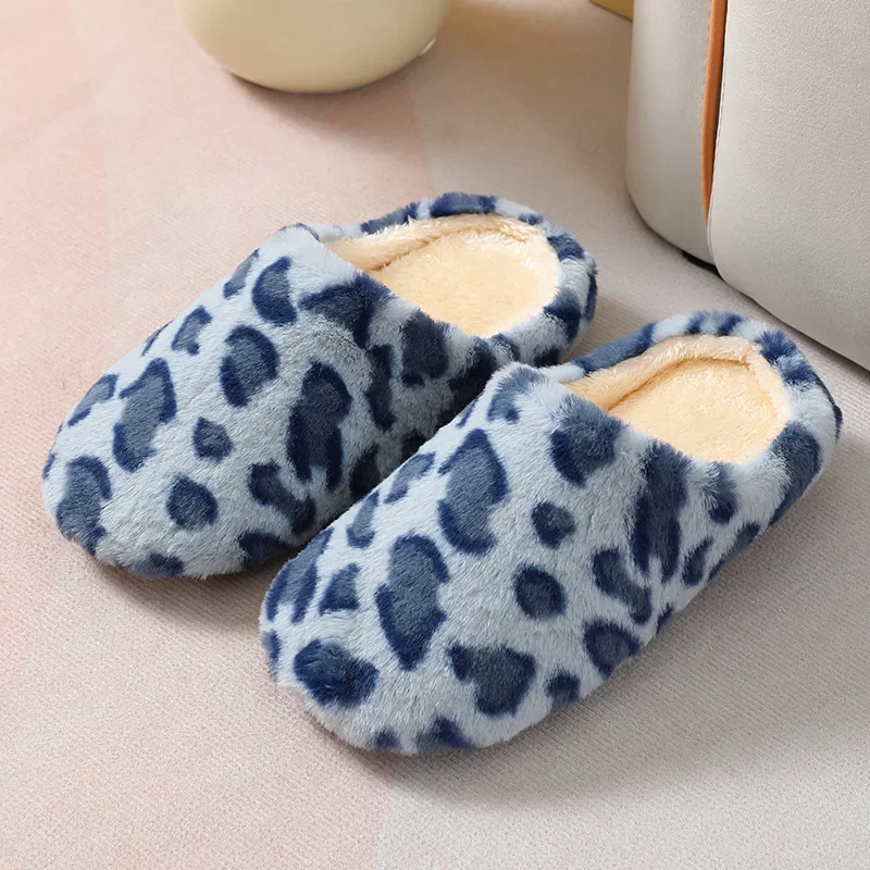 Slippers Men 2024 Winter Soft Comfortable Leopard Pattern Indoor Slides Non-slip Soft Warm Bedroom Women Couples Floor Shoes