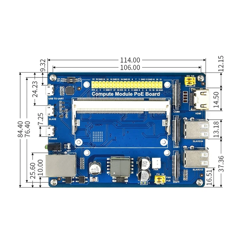 Carte Ethernet GPIO pour Raspberry Pi CM3, Poe, USB, 6 000, installation Tech HAT, Compute Tech 3, Durable