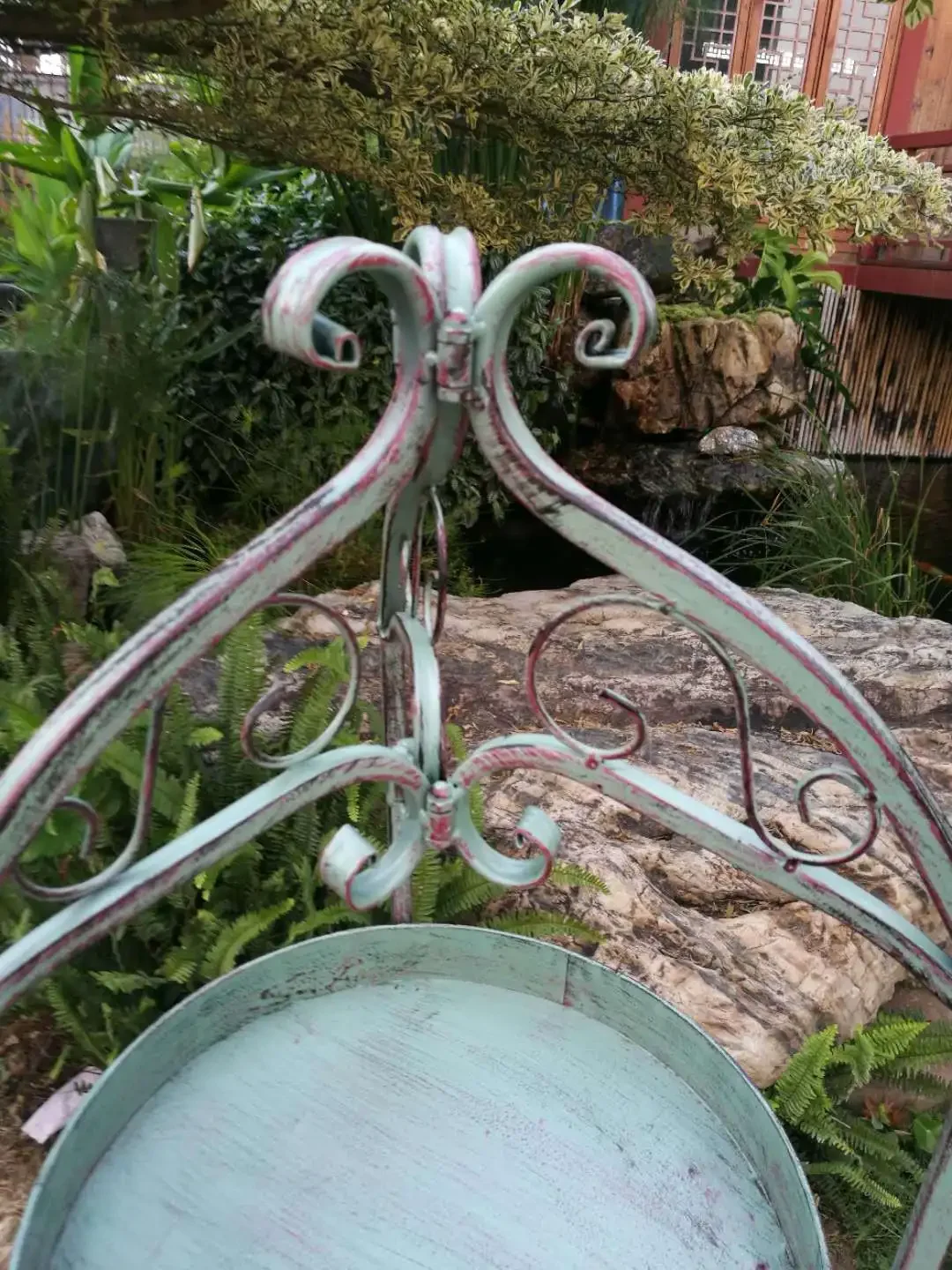 Étagère de rangement sur pied en fer vert, art rétro, balcon à trois étages, cour, salon, porte-fleurs